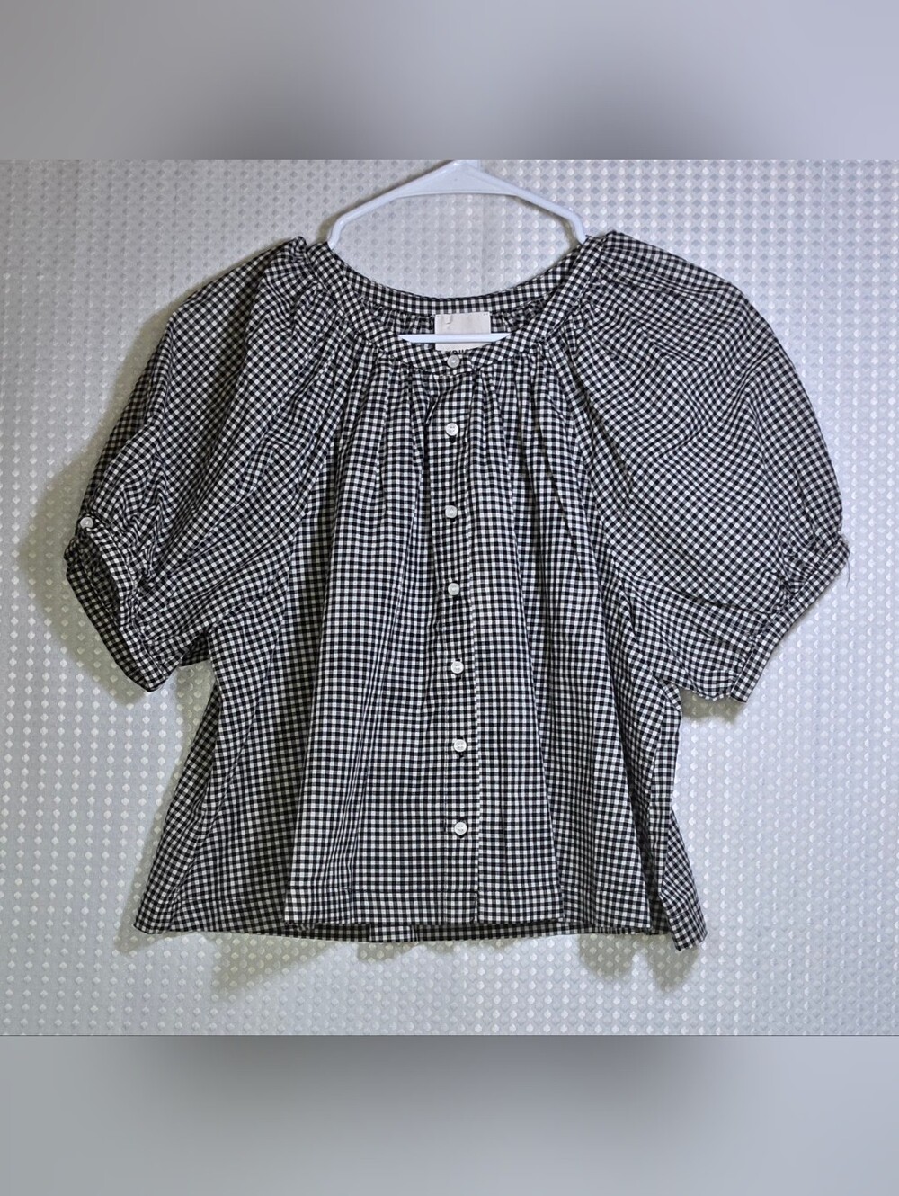 Industry Republic Gingham Puff Sleeve Blouse Cottagecore French Girl NWT SP - Picture 7 of 10